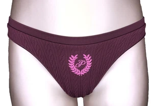 Victoria's Secret PINK NWT Large Burgundy Seamless High Leg Thong Panty Logo - Picture 1 of 10