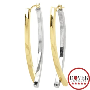 Jacmel 14K Multi Tone Gold Abstract Geometric Hoop Earrings 2.1 Grams NR - Picture 1 of 6