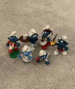 Vintage Smurfs Peyo Schleich Brand PVC Toy Figures - Lot Of 6 - Picture 1 of 11