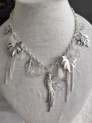 Collana collanina catena metallo ciondoli pendenti perle perline  CB/129 - Immagine 1 di 2