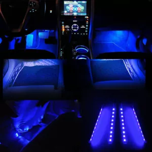 4in1 Blue 9 LED Floor Decorative Atmosphere Lamp Light Accessories For Car Auto - Picture 1 of 10