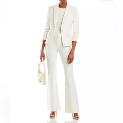 $365 Derek Lam 10 Crosby Pantalón Acampanado Botón Oro Blanco Nuevo Foto 1 de 4