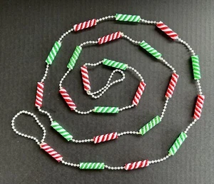 Vintage Weihnachtsgirlande Pfefferminz Bonbon rot grün 72" Hartplastik - Bild 1 von 2