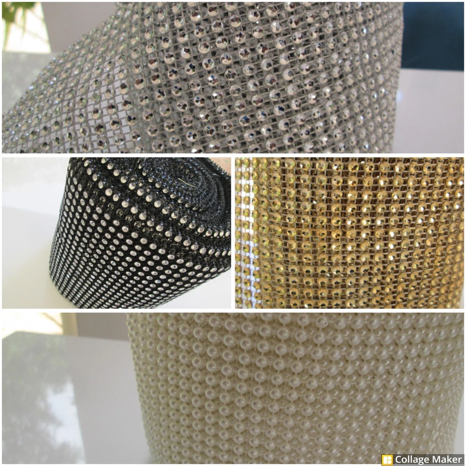 MARKENLOS 10/0,5 Meter elegante Perles Strass Band Borte Nichtelastisch wünschfarbe 11,8cm