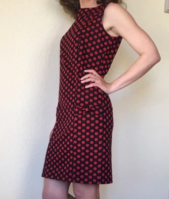 FEVER 女式换装连衣裙 XS 码圆点拉链无袖红色/黑色全新带标签 — 第 1/4 张图片