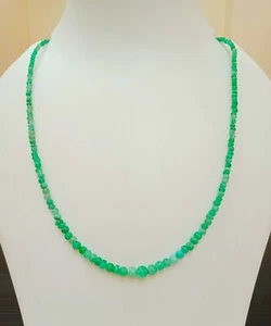 Natural Emerald Roundels Beads Necklace With Silver Plated Lock - Chain - Picture 1 of 8