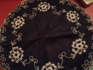 Blue tambour embroidered bun hot roll warmer 11" vintage - Bild 1 von 6