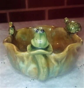 Majolika Keramik Schale mit Frosch, Schildkröte und Ente gestempelt P200SF Übertopf - Bild 1 von 11