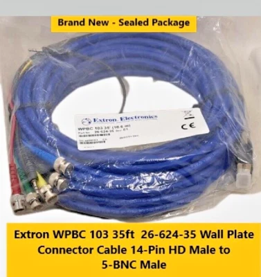 Extron WPBC 103 35' 26-624-35 Wall Plate Connector Cable 14-Pin HD M to 5-BNC M - Image 1 of 3