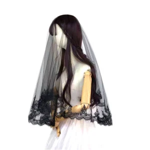 Wedding Cathedral Veil Gothic Lolita COS Party Lace Tulle Halloween Headwear - Picture 1 of 11