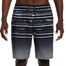 Men's Nike Faded Stripe 10 In Inseam Swim Trunks Black XL with Tag