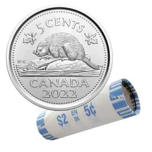 2022 Canadian 5c Five Cents Canada Beaver Nickel Coin Mint Roll UNC - Picture 1 of 4