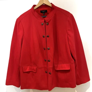 Veste blazer équestre femme Talbots rouge bouton crochet carrière militaire taille 22W - Photo 1/20