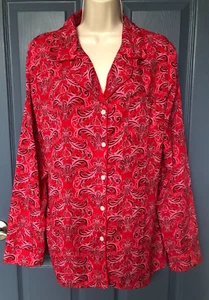 Mud Pie Follow Your Dreams Size M Red Floral Long Sleeve Pajama Top Women's - Bild 1 von 8
