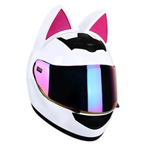 Dot Approved Full Motorcycle Helmet Men Women Removable Cat Ear Motorbike Helmet - Picture 1 of 18