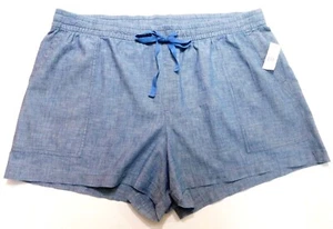 Gap Women Shorts Blue Chambray Size XXL Cotton Utility Pull-On Washwell NEW - Picture 1 of 3
