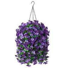 Hanging Baskets with Artificial Flowers for Plants Outdoor Indoor, Faux Silk ...