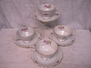 Set OF 4 Vtg Schumann Arzberg GERMANY Lilac Time COFFEE / TEA CUP & SAUCER - Picture 1 of 9
