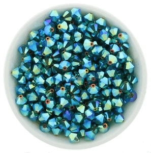 Preciosa Bicones Emerald AB2X 3mm, 4mm, 6mm Crystal Bicones - Picture 1 of 2