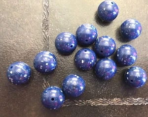 Vintage Midnight Blue White & Opal Look Confetti Encased Round Lucite Bead Lot - Picture 1 of 4