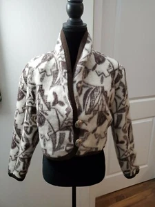 Chaqueta corta de lana Joyce Onarheim Boe Legacy Collection L crema y marrón talla S - Imagen 1 de 9