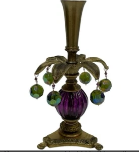 Gorgeous Glass Metal Harlequin Candle Holder 8” $180 NEW - Picture 1 of 3