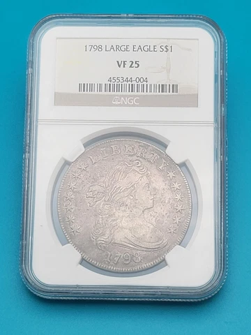 1798 $1 Large Eagle Draped Bust Dollar, NGC VF25 Cover