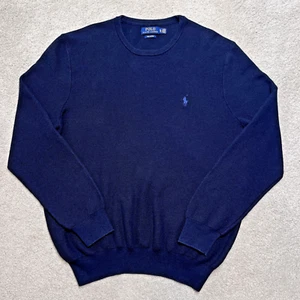 Polo Ralph Lauren Pima Cotton Sweater Mens XL Navy Blue Knit Preppy Crew Pony - Picture 1 of 9