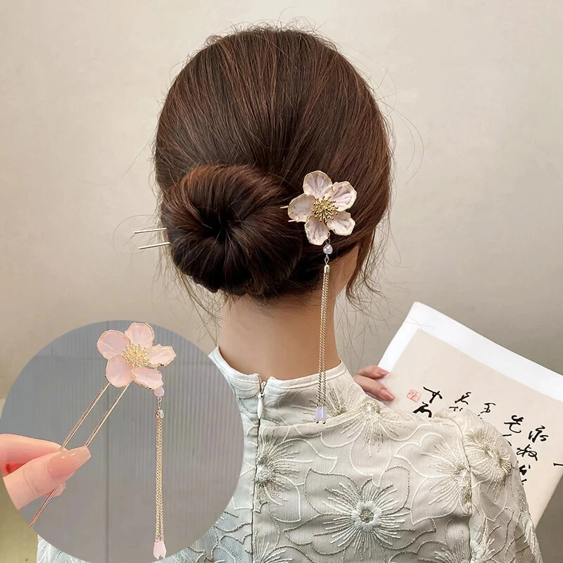 Horquilla de flores antiguas chinas moda mariposa imitación perla palitos de pelo  Foto 1 de 2