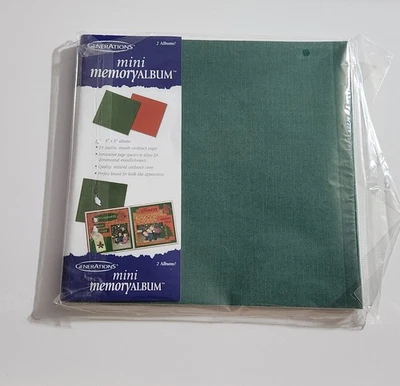 Generations Mini Memory Photo ALBUM Scrapbook 8x8 2pk Red/Green~NEW IN PACKAGE  - Image 1 of 4