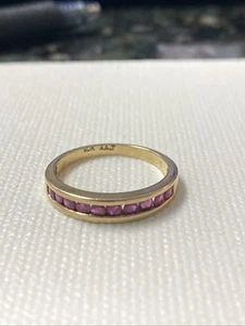 Vintage 10K Yellow Gold Channel Set Natural Ruby Ring 2.60 Grams Size 8.5 - Picture 1 of 4