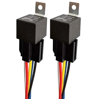 12V 40A Heavy Duty Relay 5Pin Fuse On/Off SPDT 12AWG Harness Socket  (2pcs) - Image 1 of 4