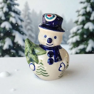 Vintage Boleslawiec polnische Keramik Schneemann mit Baum 3" Weihnachtsschmuck/Figur - Bild 1 von 19