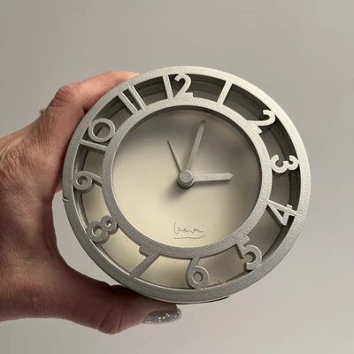 Michael Graves Analog Brushed Silver Metal Table Desk Bedside Alarm Clock 4.25” - Image 1 of 4