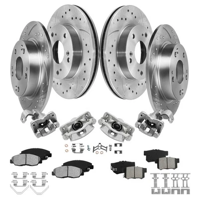 Front Rear Fit For Honda Civic 2006-2011 w/ Rotors Ceramic Pads Brake Calipers - Imagem 1 de 4