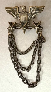 WWII-Era US ARMY EAGLE BRONZE MEDAL: 3 Stars & Shield; Sweetheart Pin w/3 Chains - Picture 1 of 2