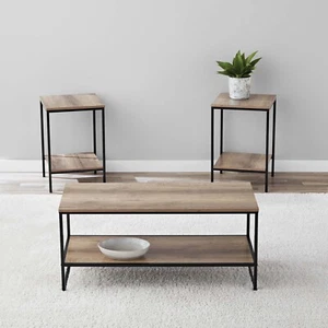 3-Piece Coffee and End Table Set, Rustic Brown - Picture 1 of 4