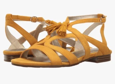 Anne Klein Women's Noreena Yellow Suede Flat Sandal Shoe Size 11 M New w/o Box - image 1 of 4