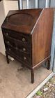 Wooden bureau desk with 3 full size drawers on long legs SSE280923C