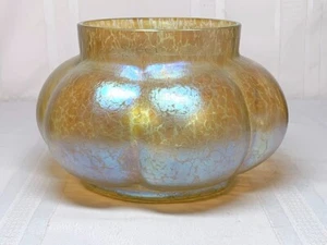 LOETZ, CANDIA (GOLD) PAPILLON LARGE GOLD ORGANIC GOURD VASE GOLD BUTTERFLY WINGS - Picture 1 of 11
