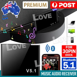 Music Audio Adapter Receiver 30 Pin Dock Speaker for iPhone iPod Bluetooth 5.1 - Picture 1 of 10