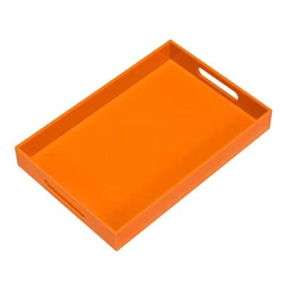 Bandeja para servir acrílico resistente naranja con asas-10x15 pulgadas-servir café alimentos... Foto 1 de 4