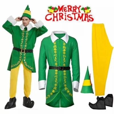 5PC/Set Buddy the Elf Costume Men Christmas Elf Costume Cosplay Full Set Costume