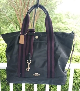 Coach LARGE CA204 Black Nylon Cargo Tote/Shoulder Bag w/Zip Top Closure - Picture 1 of 15