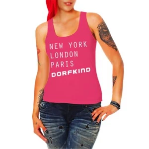 Frauen Trägershirt Top New York London Paris DORFKIND girls mädels frauen spruch - Bild 1 von 5