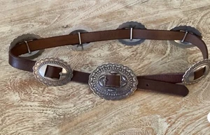 RALPH LAUREN VINTAGE CONCHO BROWN LEATHER BELT - Picture 1 of 8