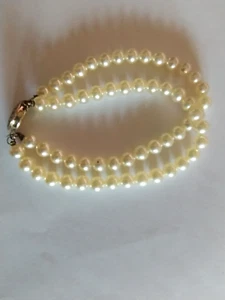 Antique Gold Vermeil Sterling Silver Double Strand Akoya Pearl Bracelet - Picture 1 of 6