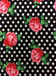 Michael Miller CX-6852 LUCY White Spots On Black Background With Roses - Picture 1 of 6