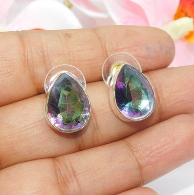 Orecchini a perno al quarzo mistico pendenti goccia argento sterling placcato... - Immagine 1 di 4