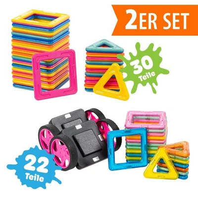 PLAYLAND 52-tlg Magnetbausteine Magnetische Bausteine Bauklötze Magnetic Building Kinder